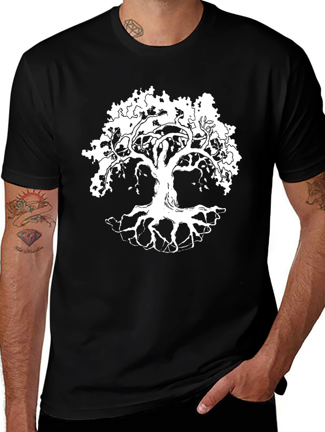 Variant 13 of Tree of Life Graphic Tee - Black Cotton Comfort