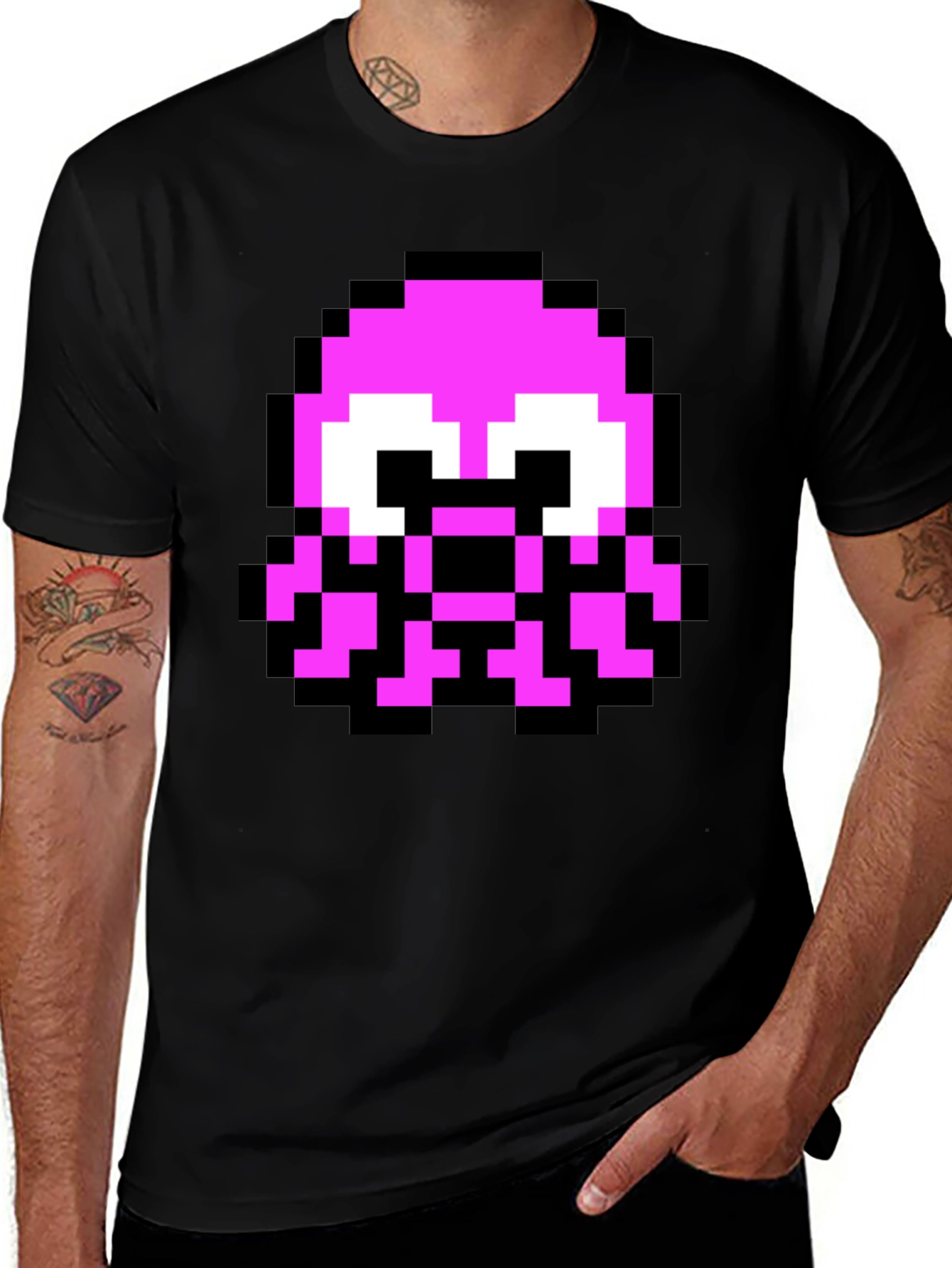 Variant 18 of Pixel Octopus Graphic Tee - Black