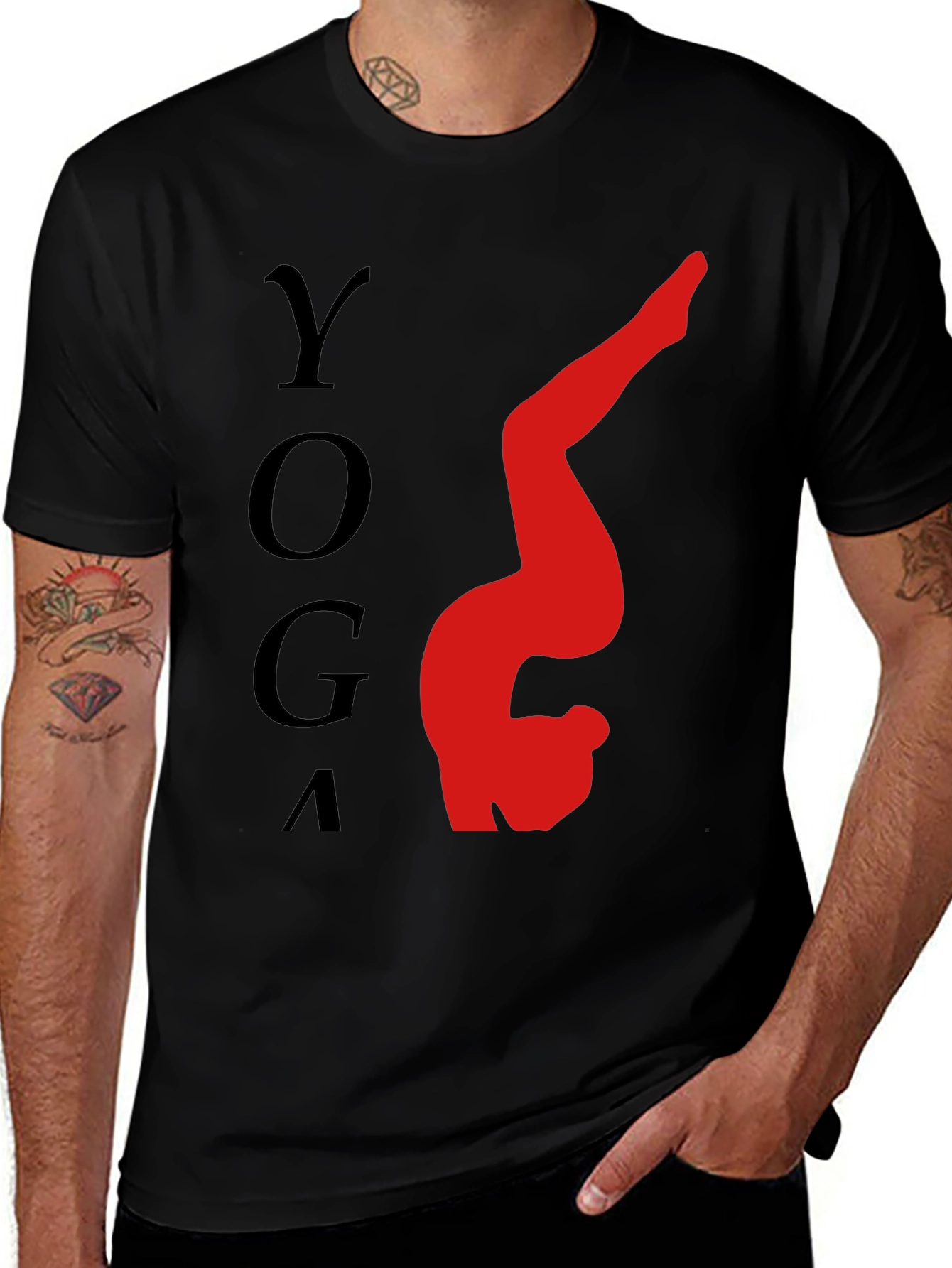 Variant 29 of Yoga Pose Graphic Tee - Relaxed Fit Black T-Shirt