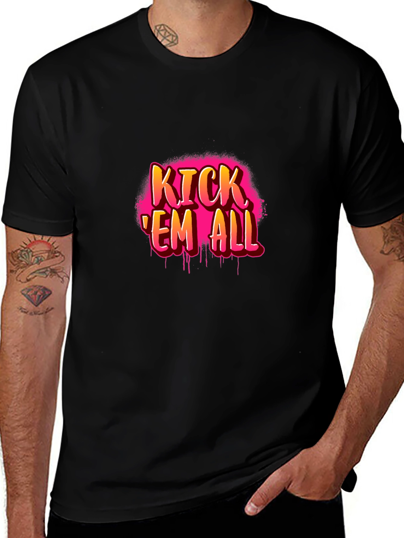 Variant 25 of Kick 'Em All Graphic Tee - Edgy Streetwear