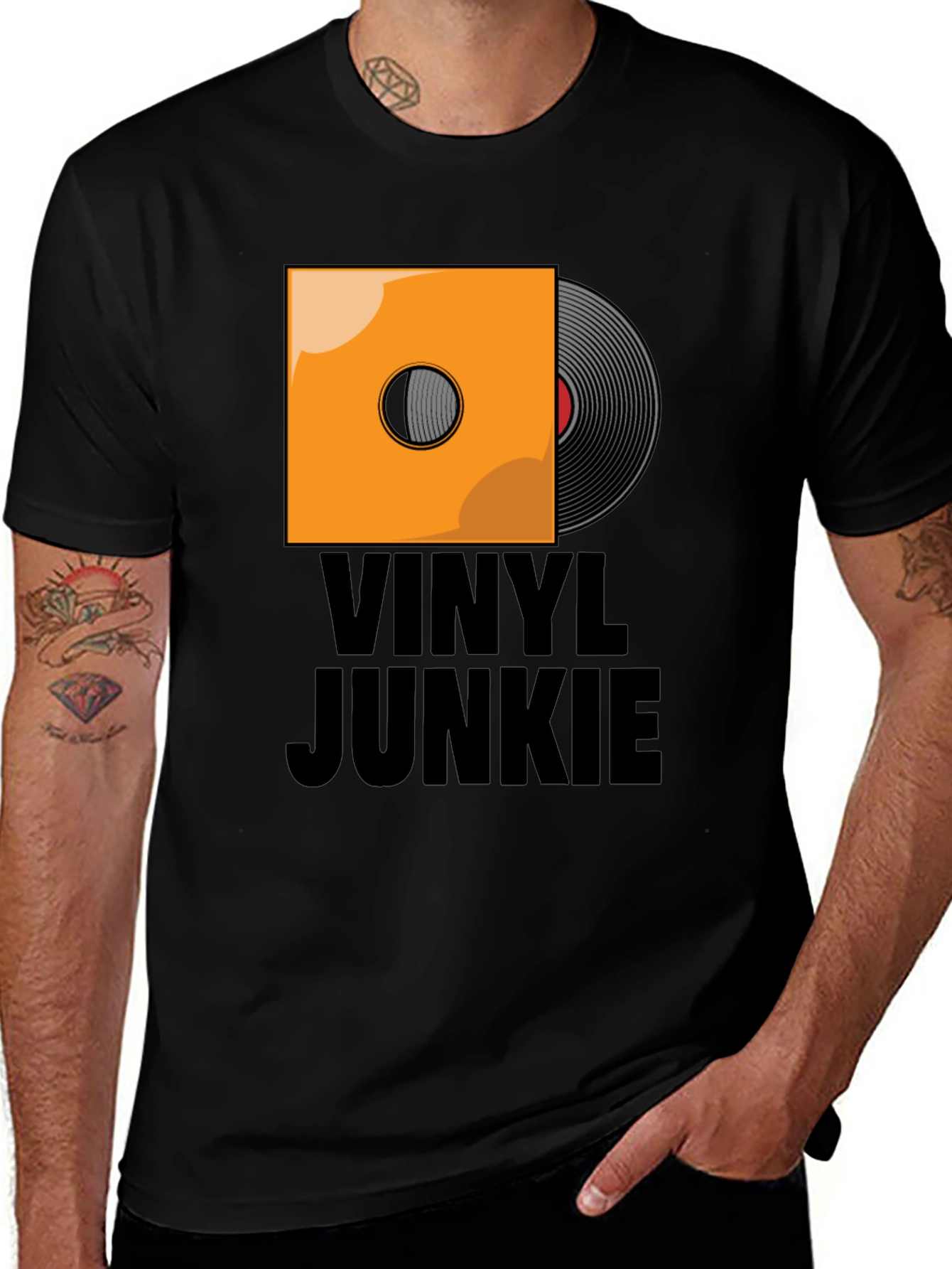 Variant 6 of Vinyl Junkie Graphic T-Shirt - Music Lover Tee
