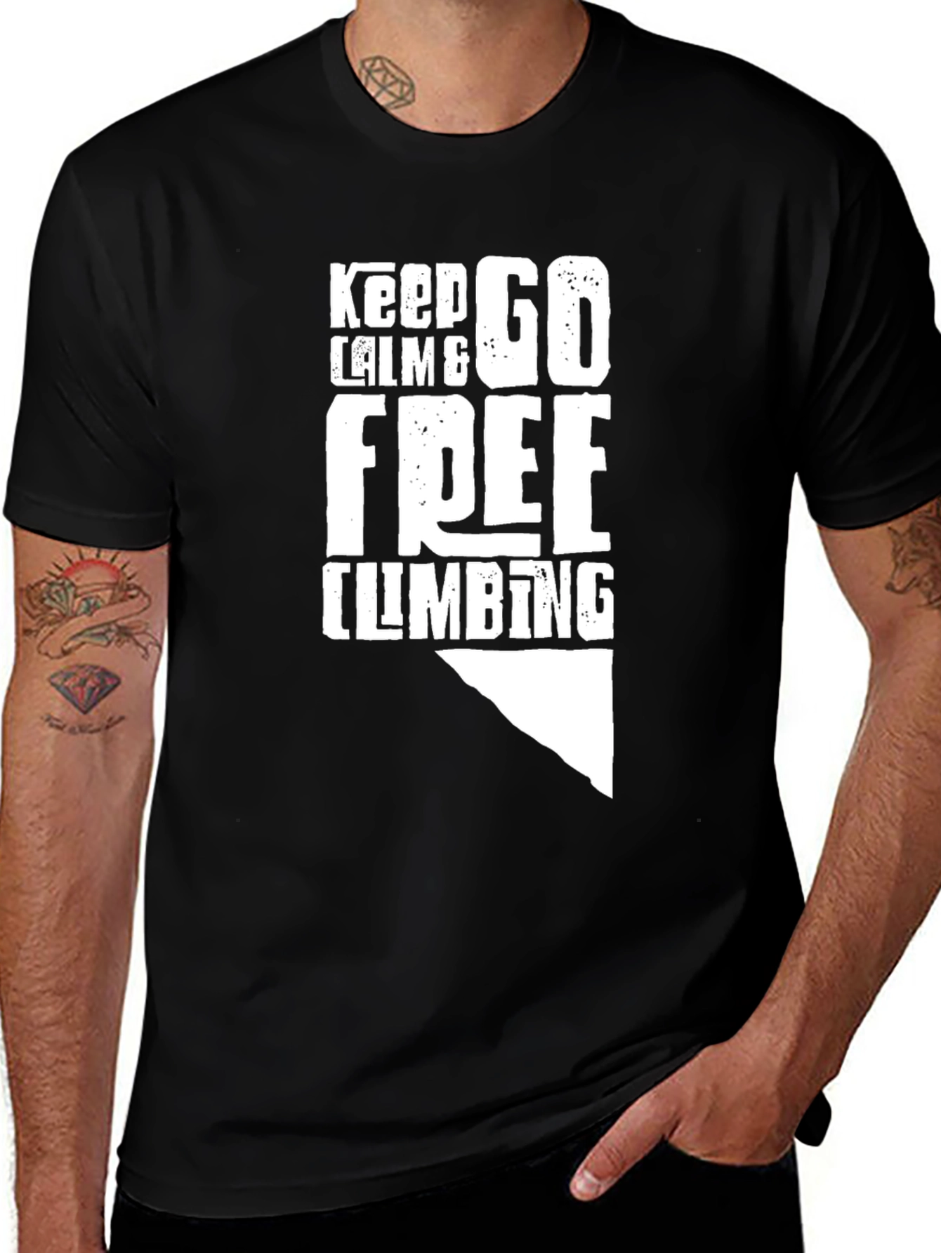 Variant 18 of Keep Calm and Go Free Climbing Black T-Shirt