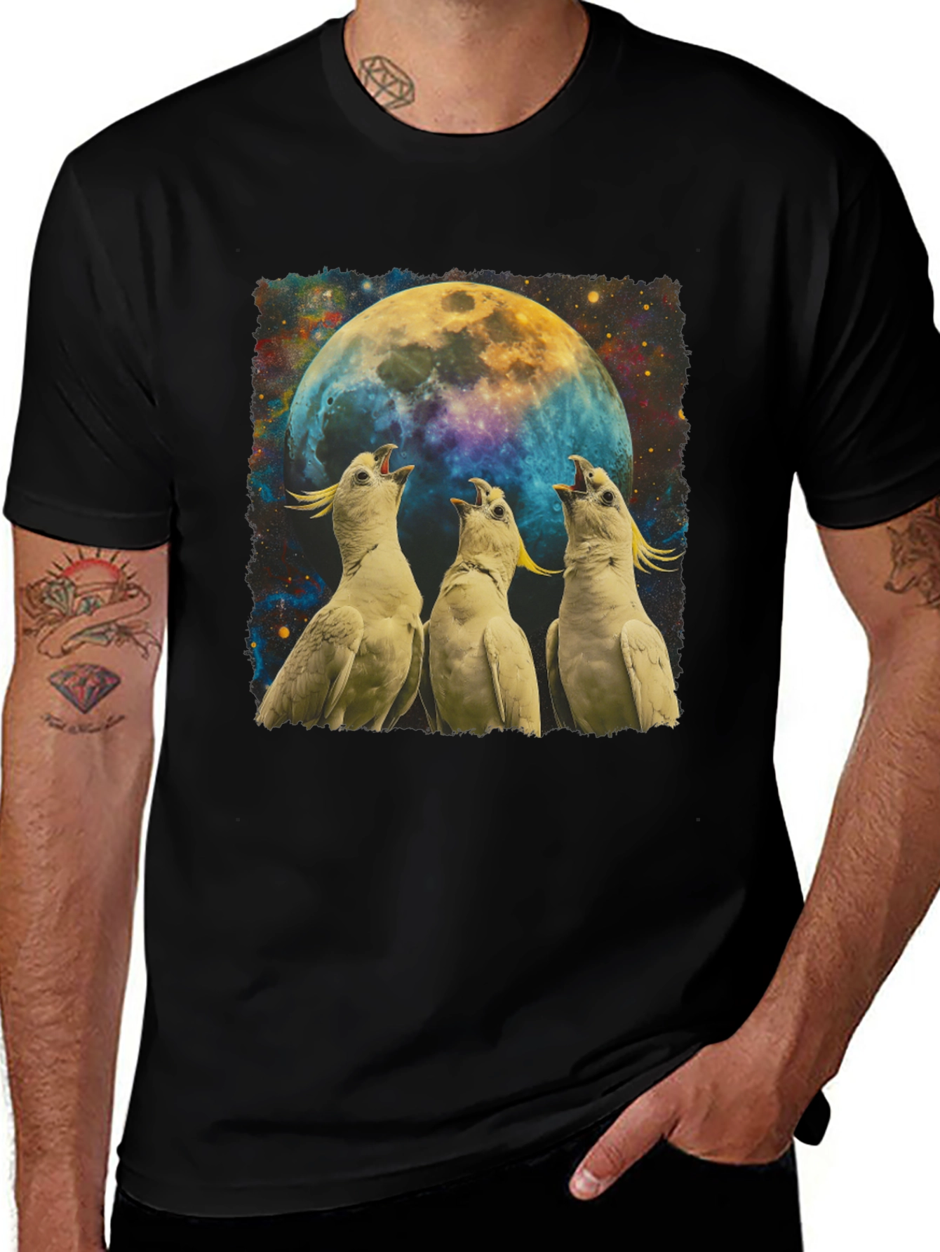 Cockatoos Howling at Moon Graphic Tee
