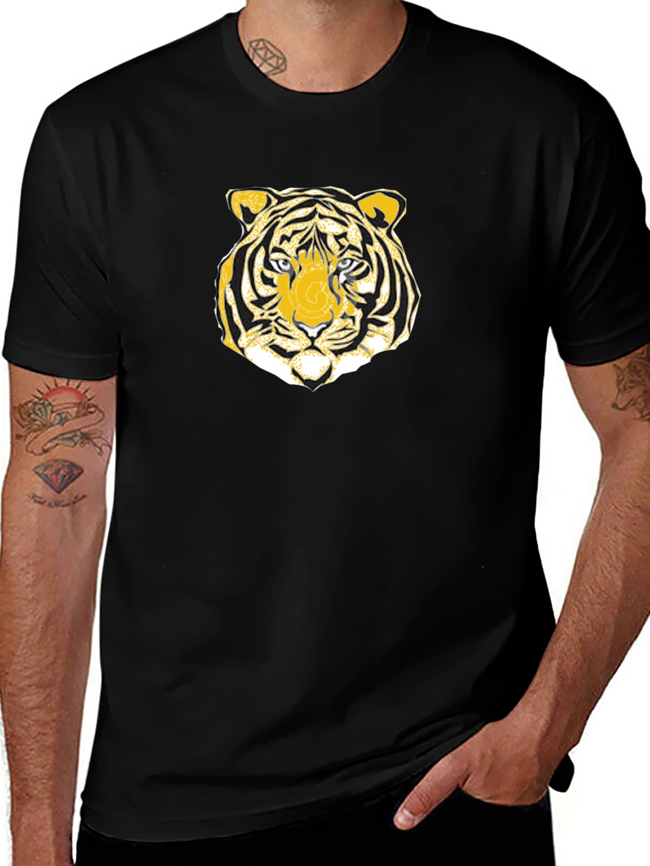 Tiger Graphic Tee - Black Short Sleeve Casual Shirt