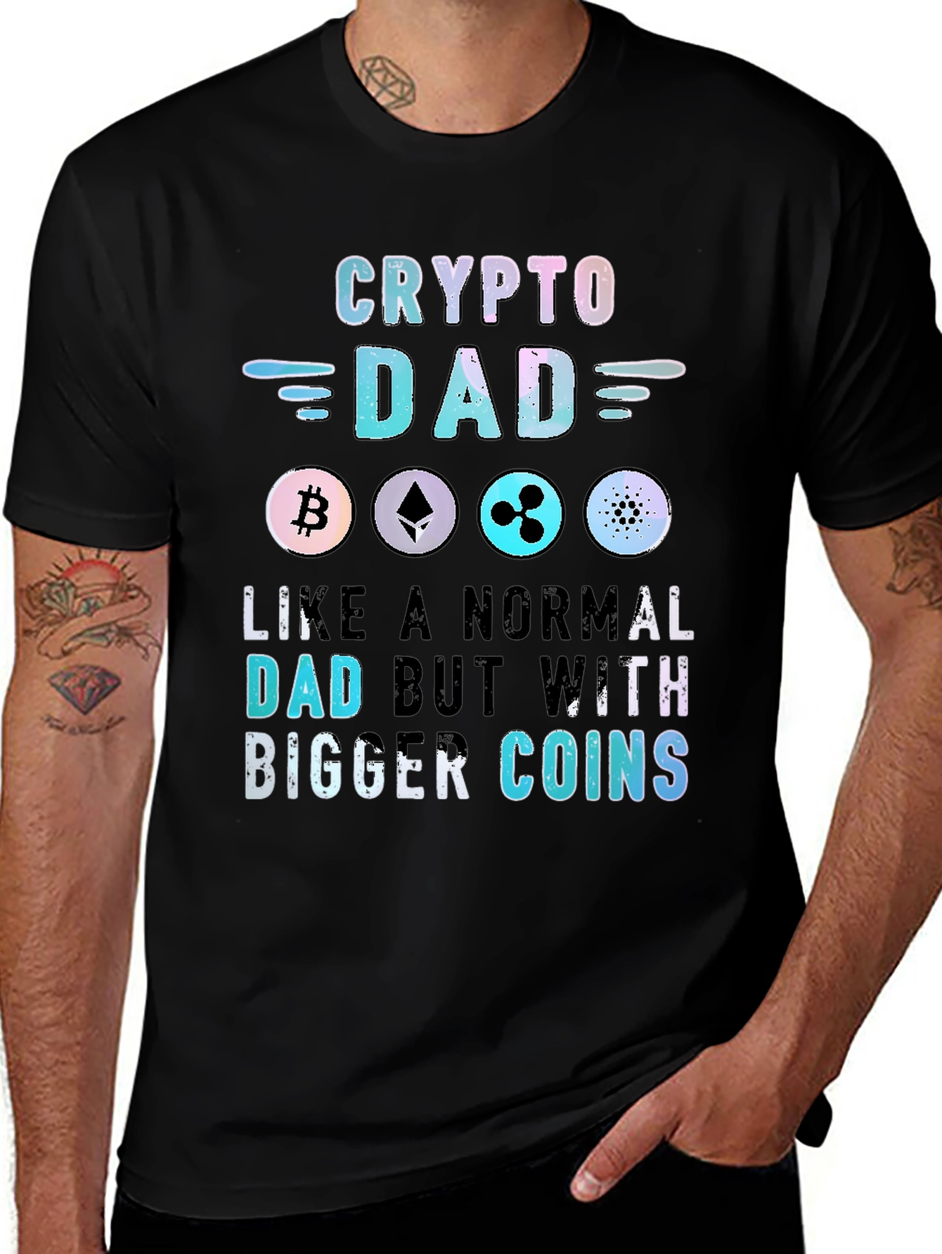 Variant 5 of Crypto Dad T-Shirt - Bitcoin, Ethereum, Ripple