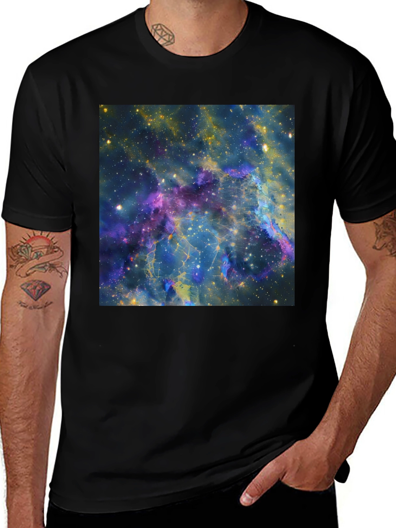Variant 17 of Galaxy Print Black T-Shirt