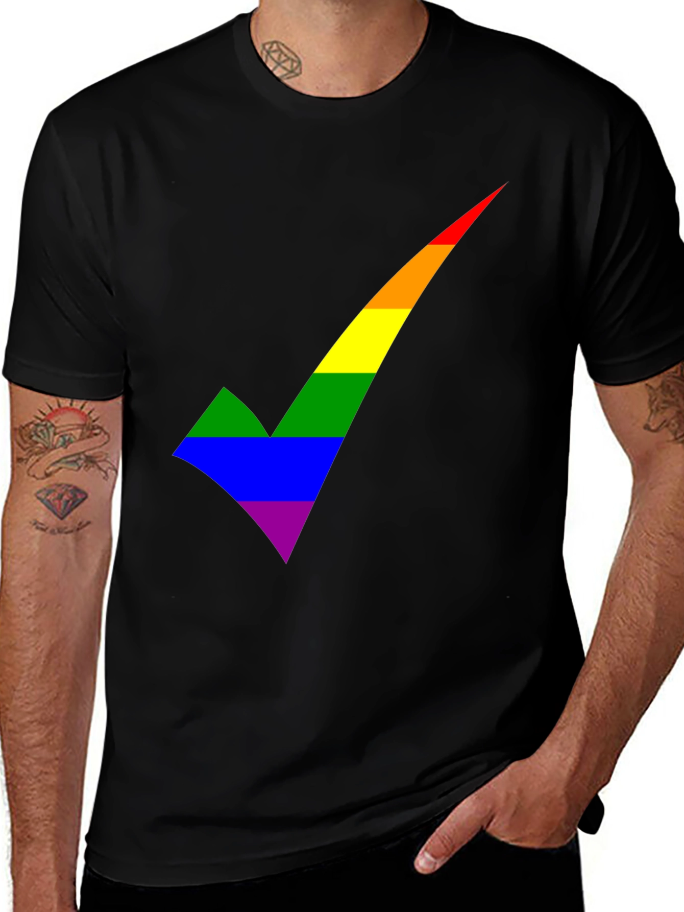 Variant 10 of LGBT Pride Rainbow Check Mark Graphic Tee