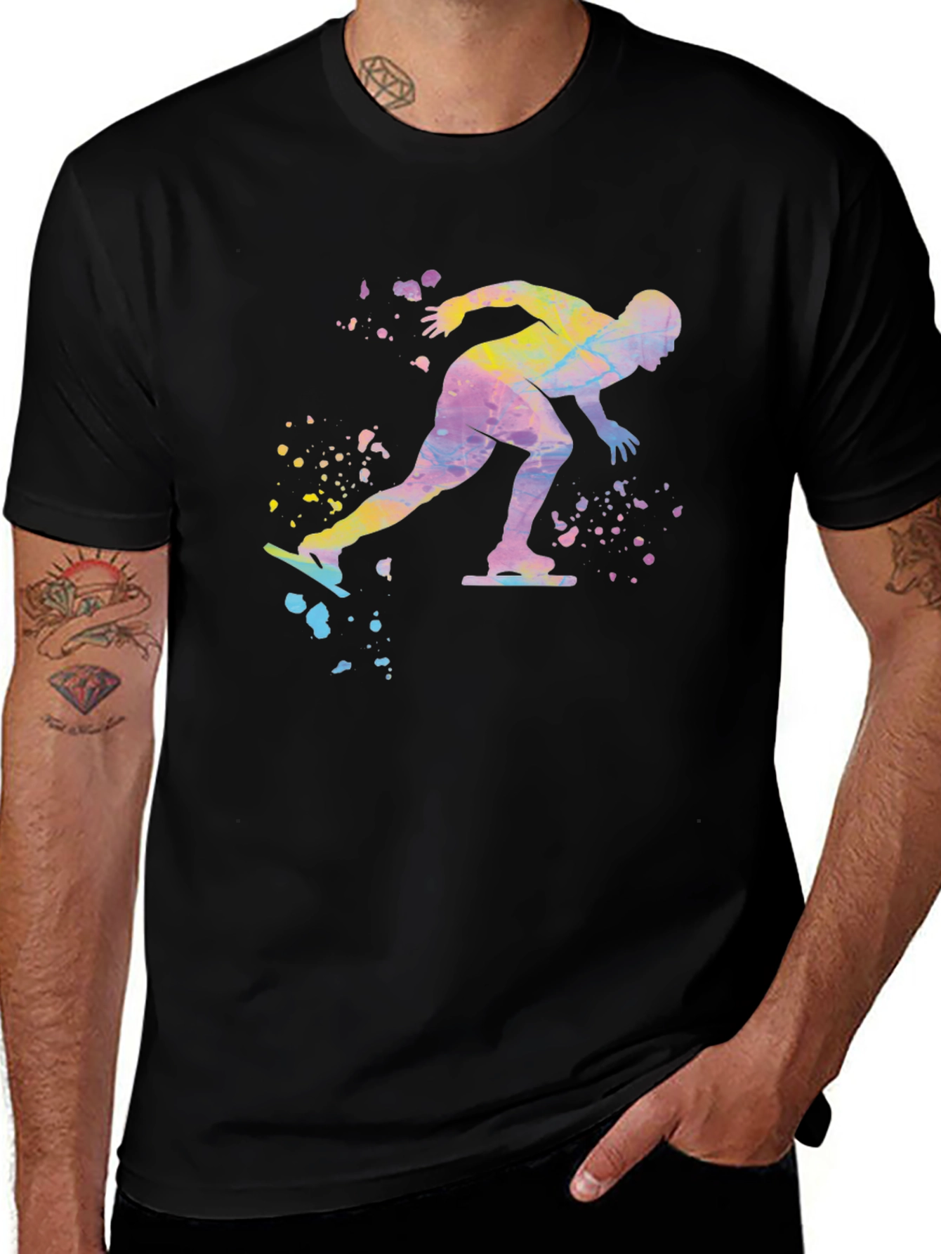 Variant 17 of Watercolor Speed Skater Graphic T-Shirt