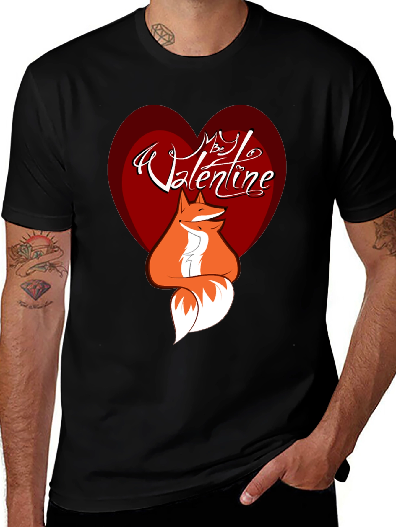 Variant 17 of Valentine Fox Graphic Tee - Men's Black T-Shirt
