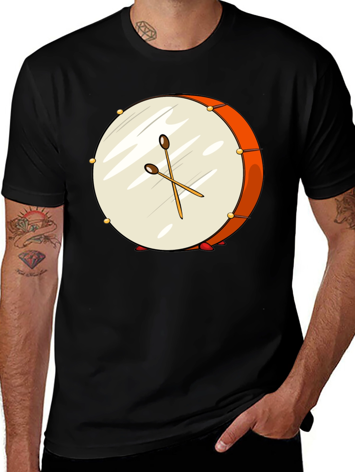 Drum Graphic Black T-Shirt - Music Lover Tee