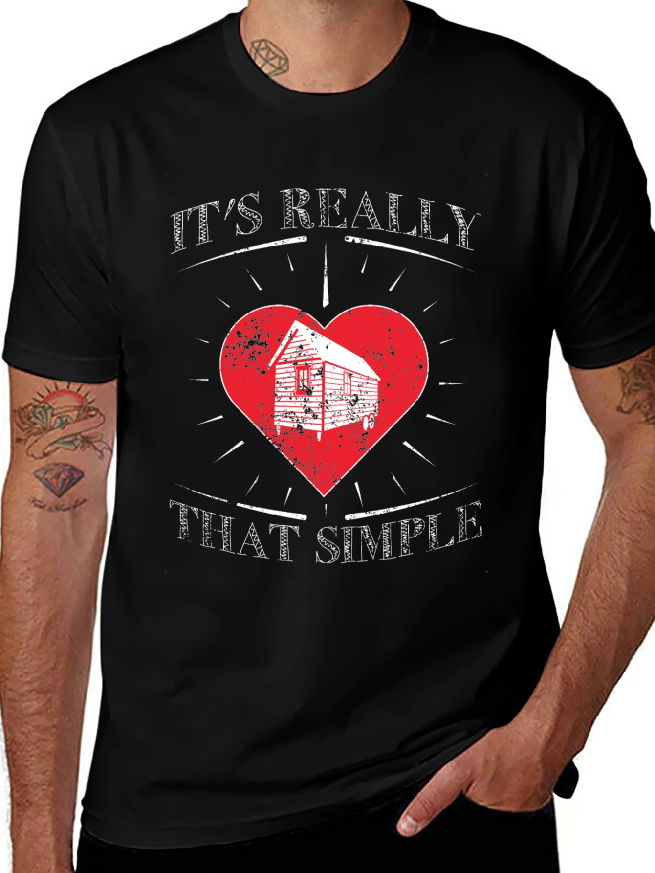 Variant 28 of It's Really That Simple T-Shirt, Cabin in Heart Design