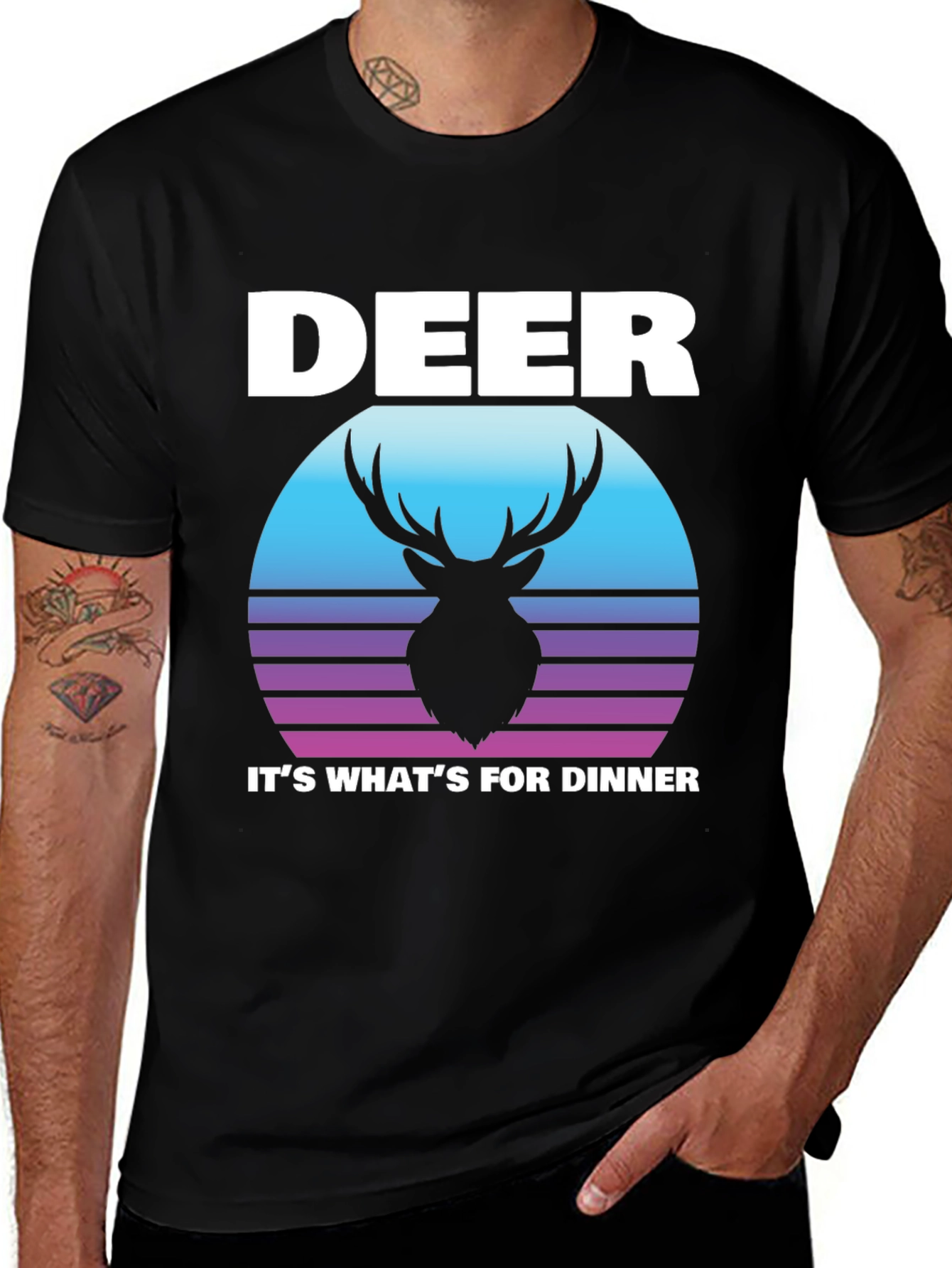 Variant 11 of Deer for Dinner Graphic Tee - Black