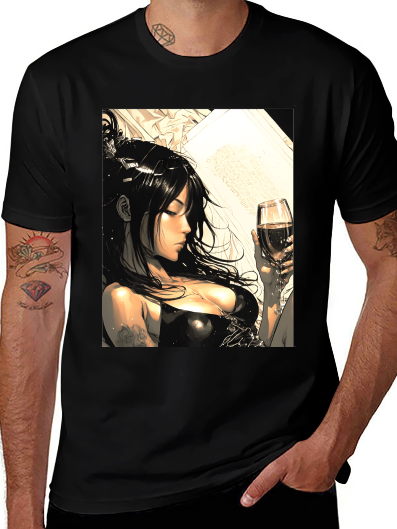 Variant 21 of Anime Woman Graphic T-Shirt - Stylish Black Tee