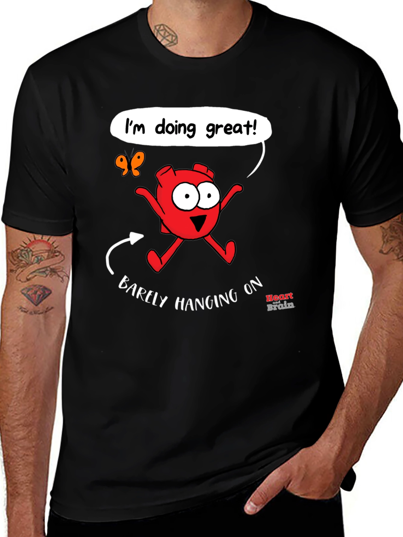 Variant 15 of Funny "Barely Hanging On" Graphic Tee