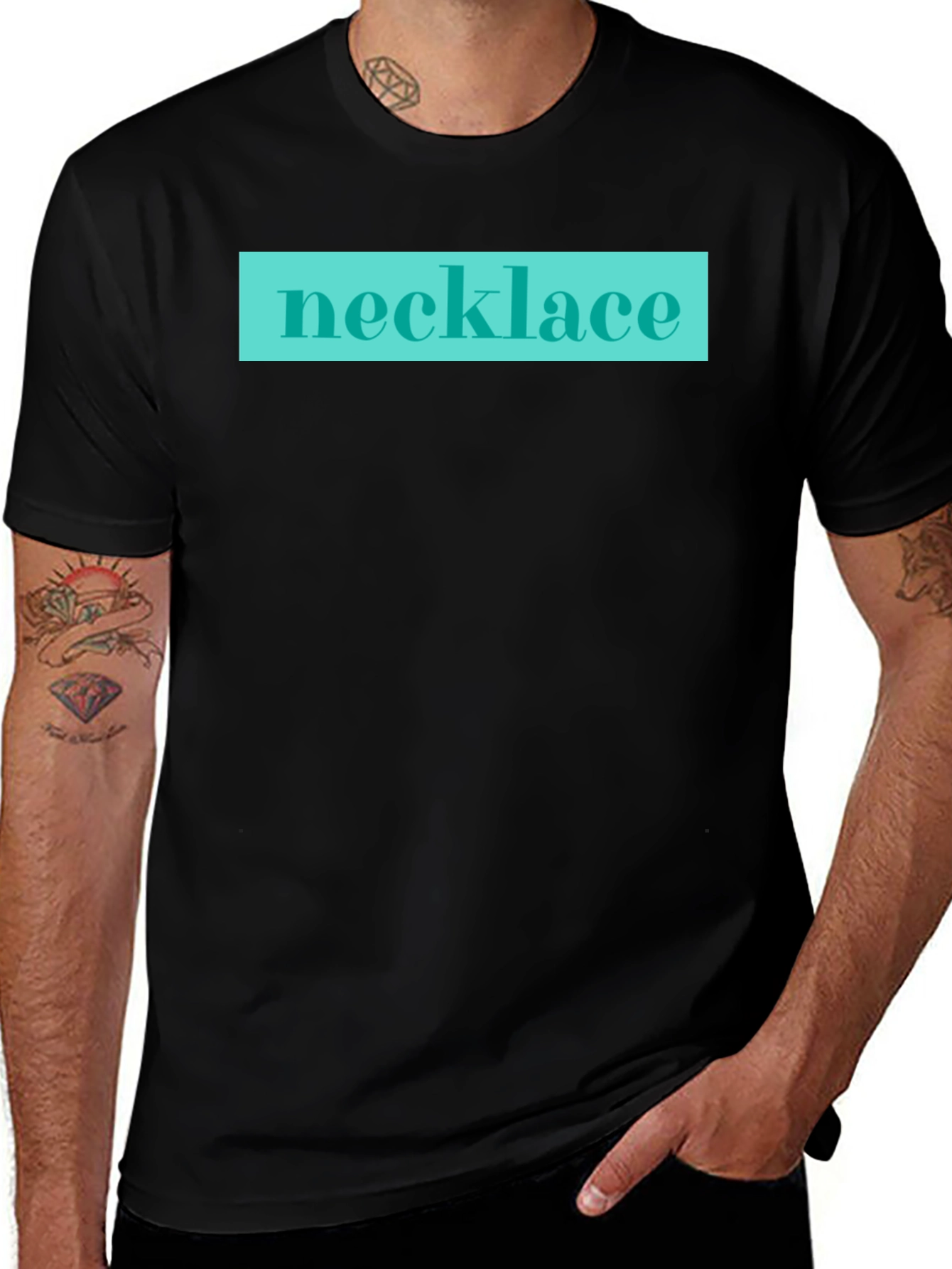 Variant 2 of Necklace Graphic Tee - Black Casual Shirt