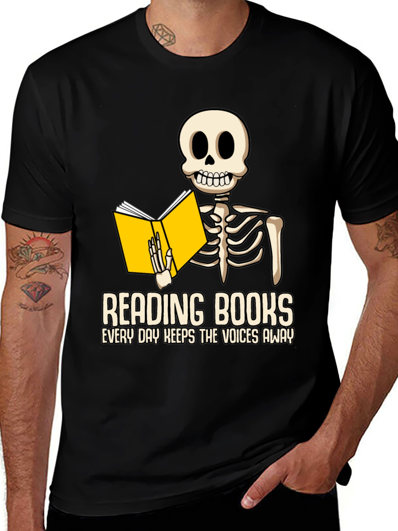 Variant 7 of Skeleton Reading T-Shirt Funny Graphic Tee
