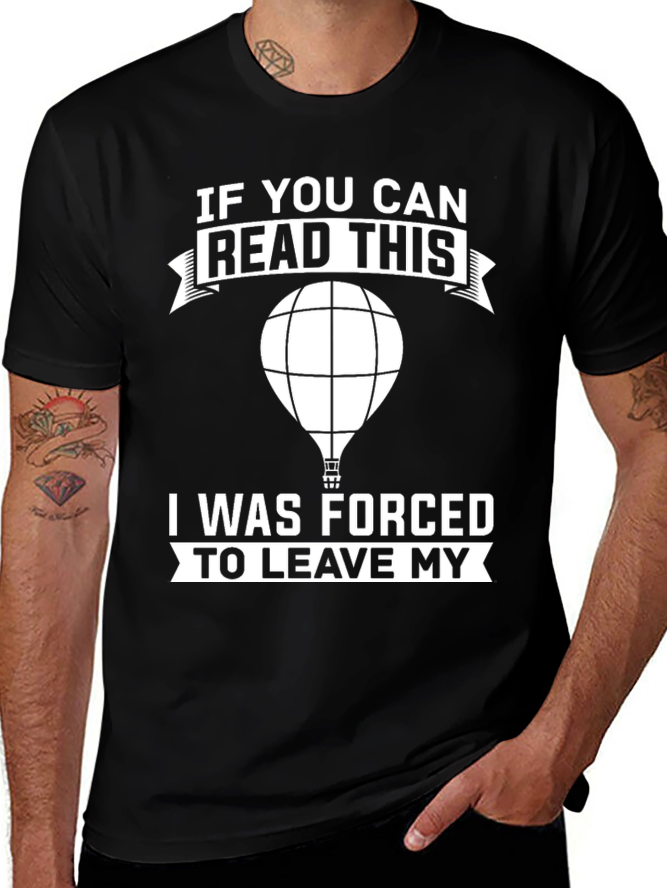 Variant 14 of If You Can Read This Hot Air Balloon Black T-Shirt