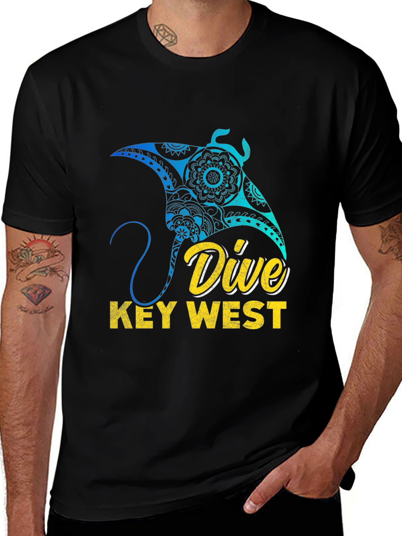 Variant 27 of Dive Key West Graphic Tee - Manta Ray Design