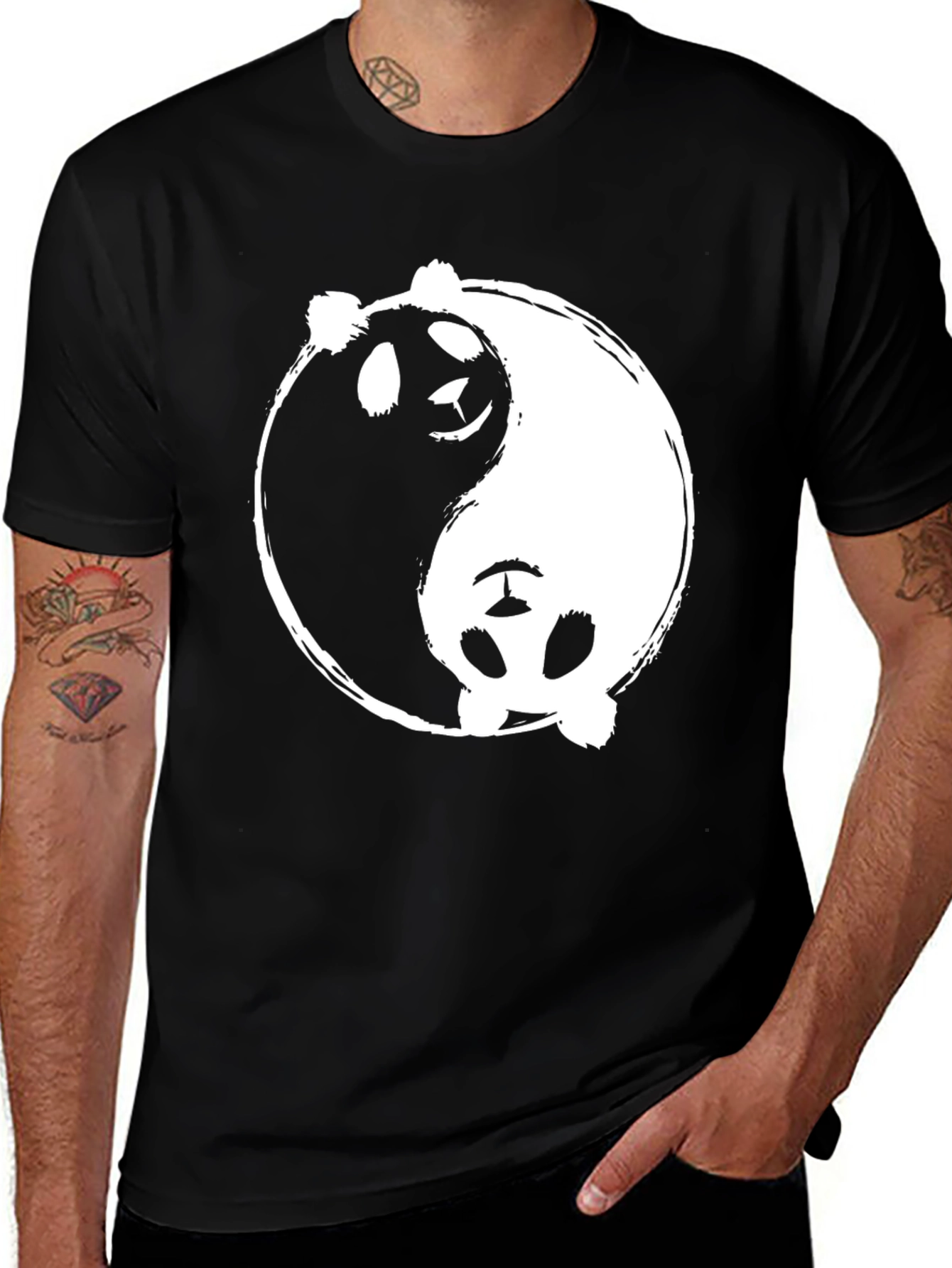 Variant 9 of Yin Yang Panda Graphic Tee - Black