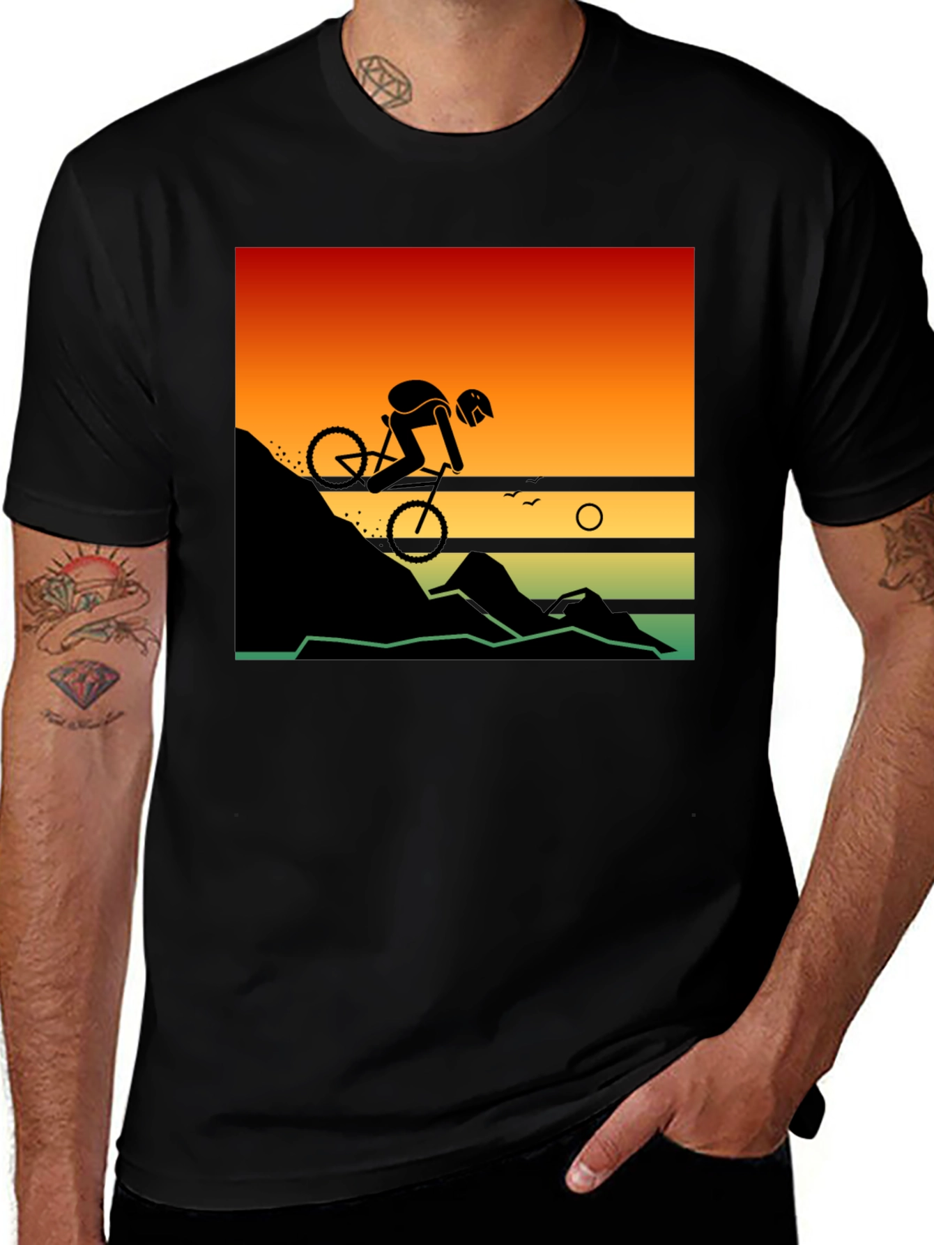 Variant 7 of Mountain Biker Sunset Graphic Tee