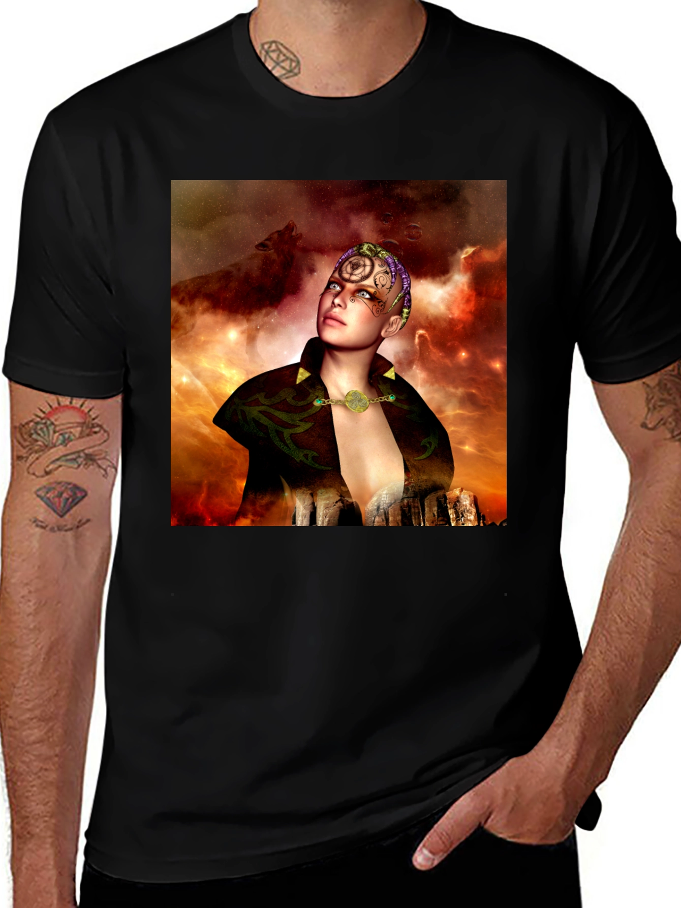 Variant 5 of Mystic Woman T-Shirt - Fantasy Graphic Tee