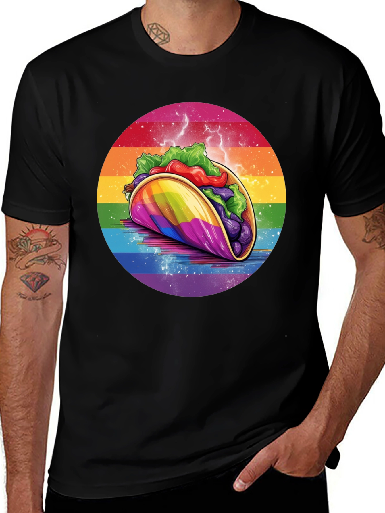 Variant 12 of Rainbow Taco Graphic Tee - Fun Foodie T-Shirt
