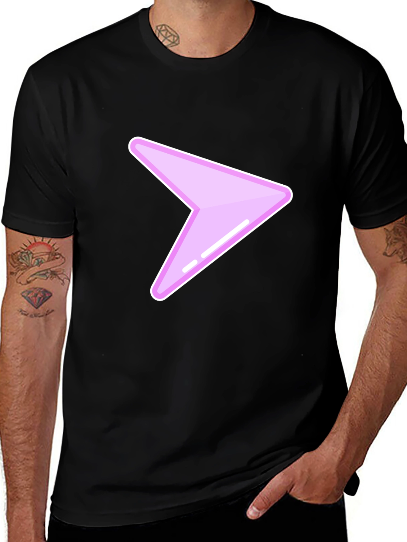 Variant 7 of Modern Black Tee with Pink Arrow Graphic