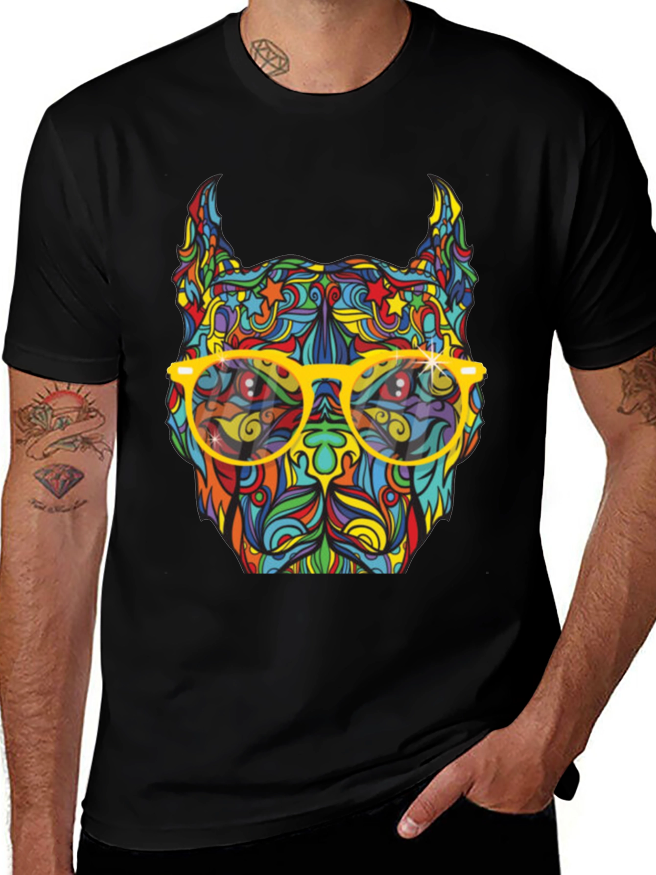 Variant 29 of Colorful Pitbull Graphic T-Shirt
