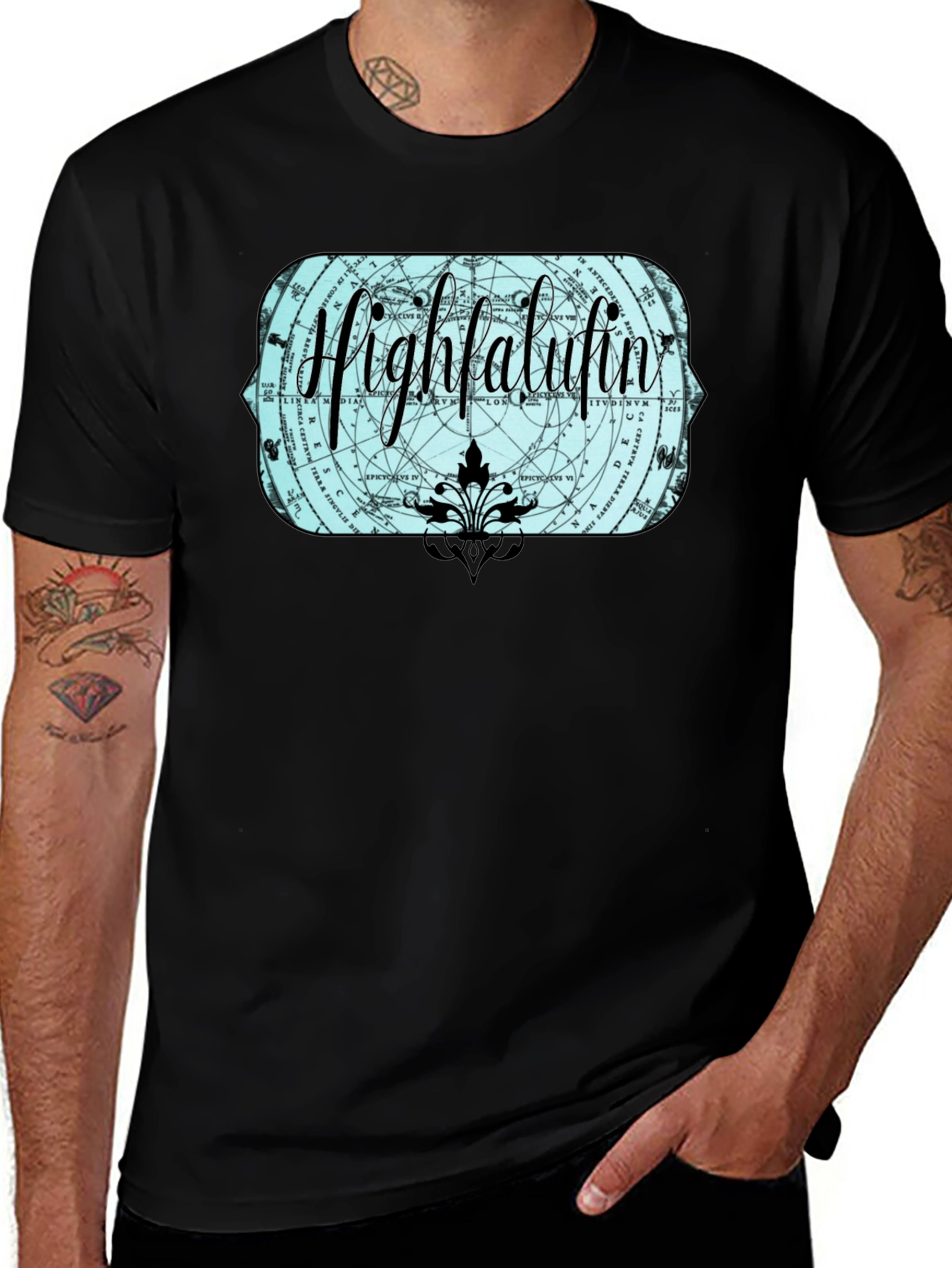 Variant 11 of Highfalutin Graphic Print Black T-Shirt