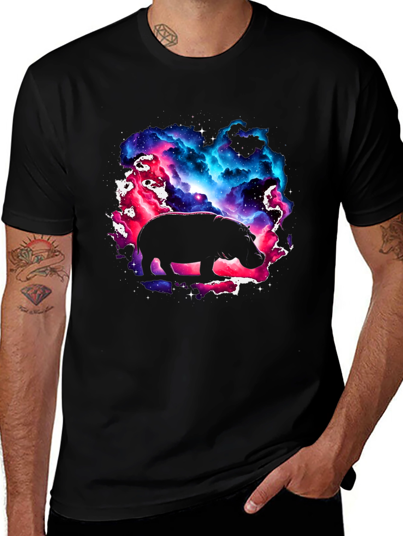 Black Cosmic Hippo Graphic Tee - Black main image