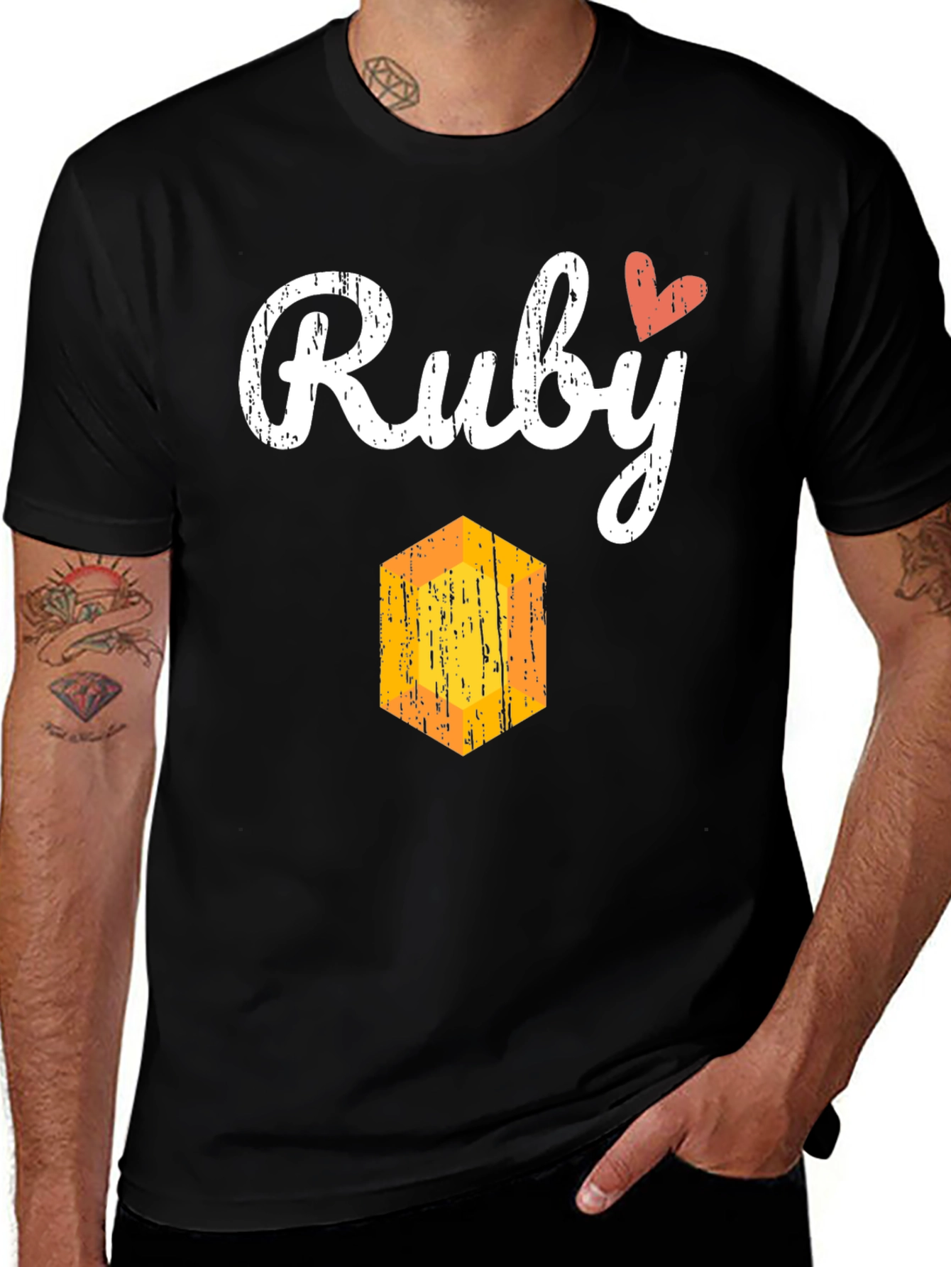 Ruby Heart Graphic Black T-Shirt