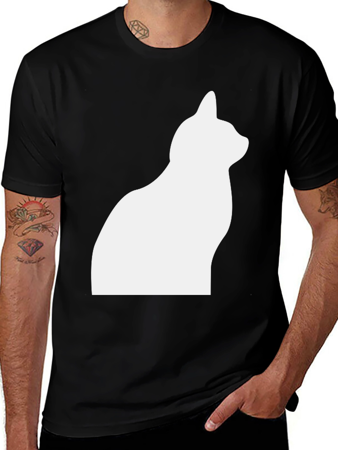 Variant 28 of Cat Silhouette T-Shirt - Stylish Black Tee