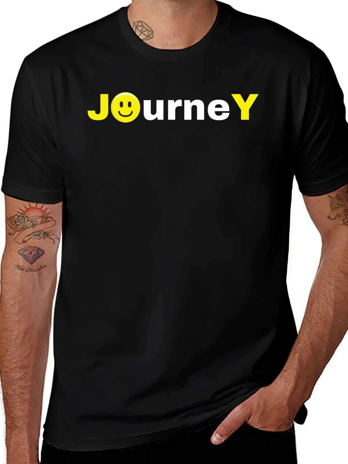 Journey Smiley Face Graphic Tee - Black