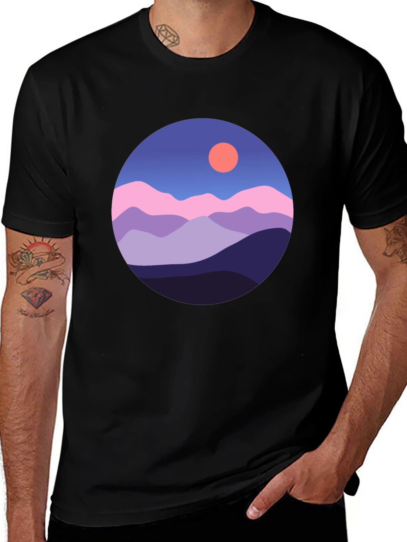 Variant 26 of Mountain Sunset Graphic Tee - Black