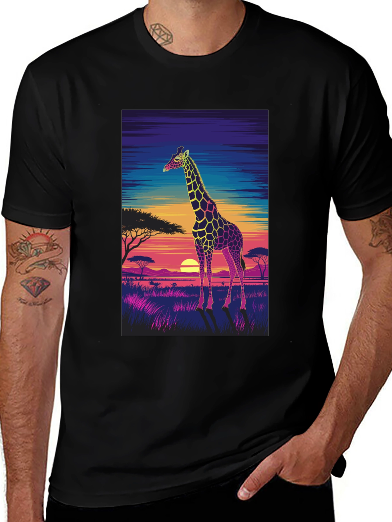 Variant 16 of Vibrant Giraffe Graphic Tee - Unisex Style