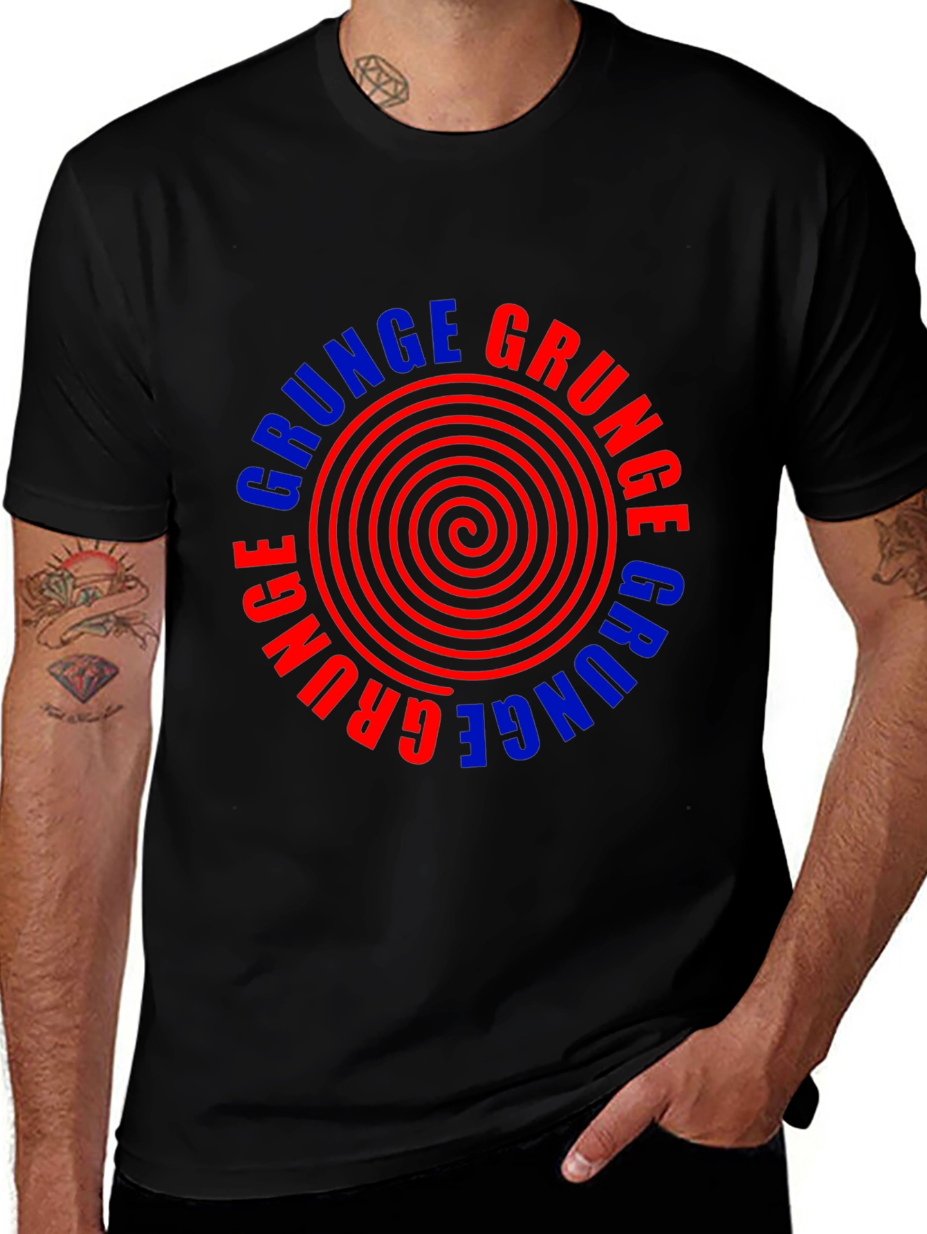Variant 2 of Grunge Graphic Tee - Retro Spiral Design