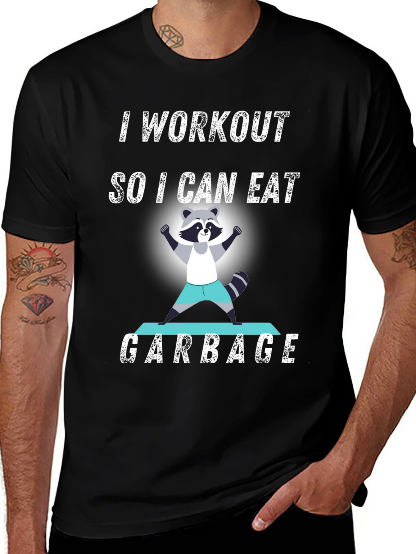Variant 5 of Workout to Eat Garbage Raccoon T-Shirt