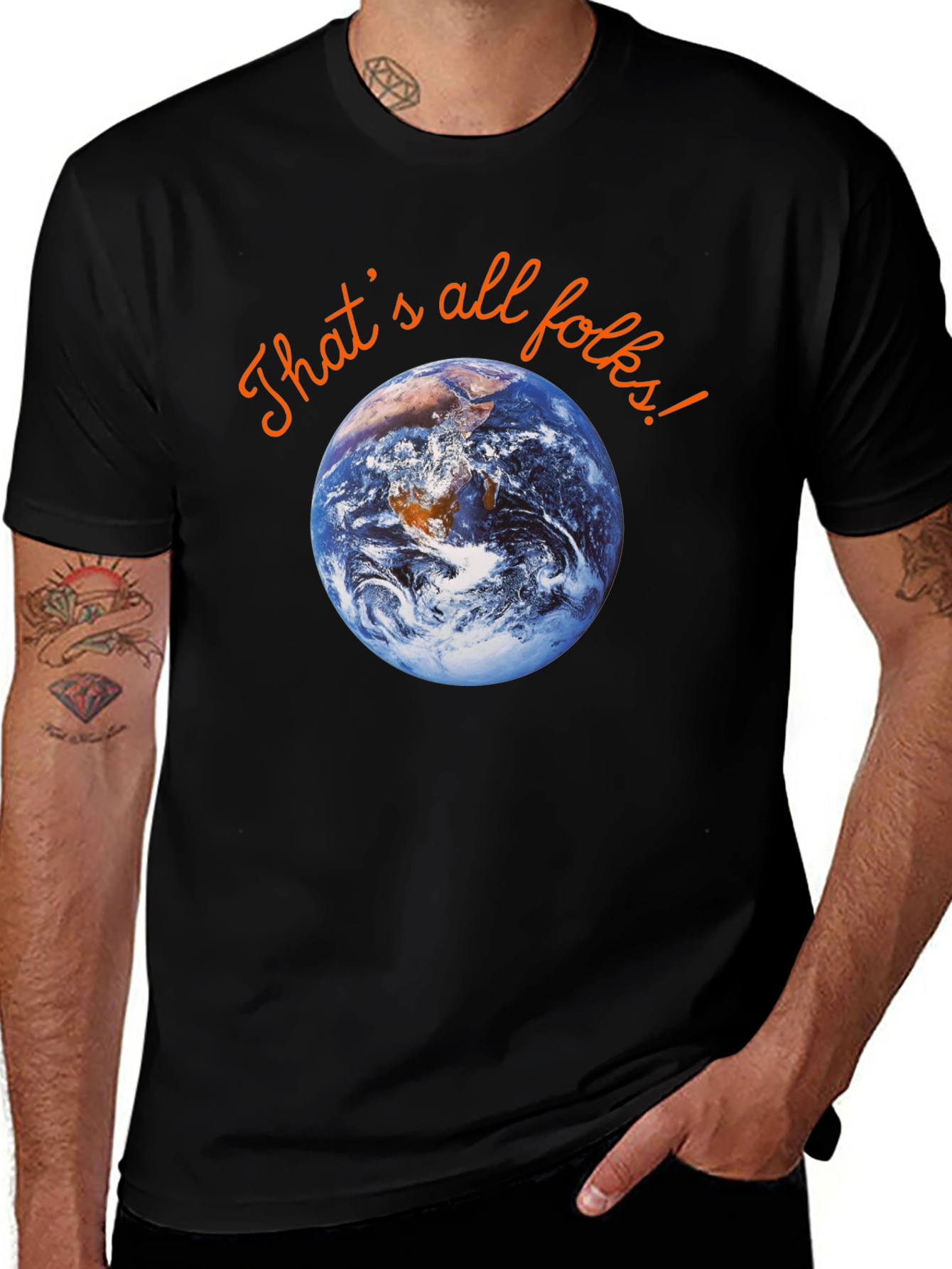 Variant 20 of Earth That's All Folks Black Graphic T-Shirt