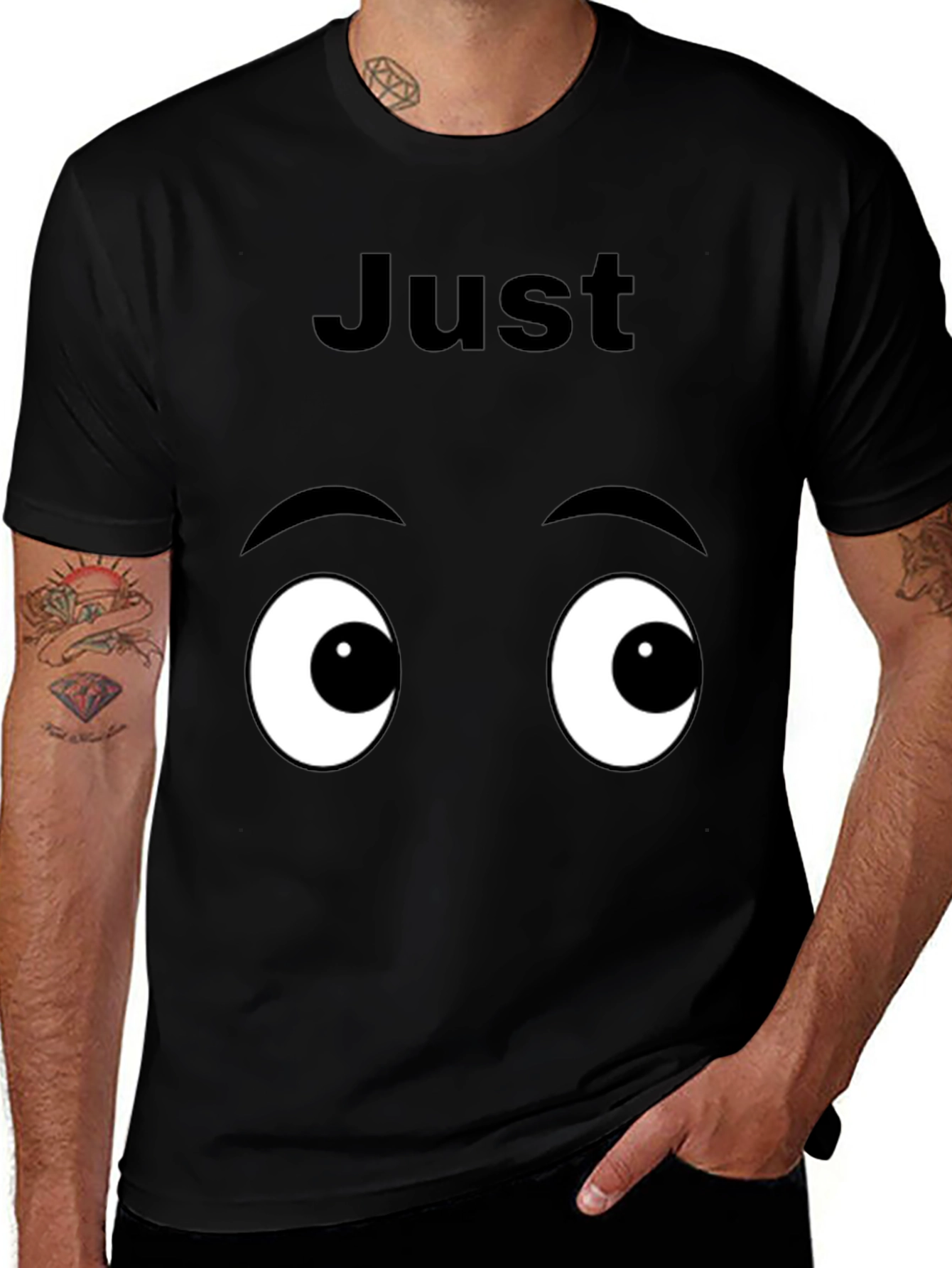 Variant 24 of Funny "Just Lookin" Graphic Tee - Black Cotton T-Shirt