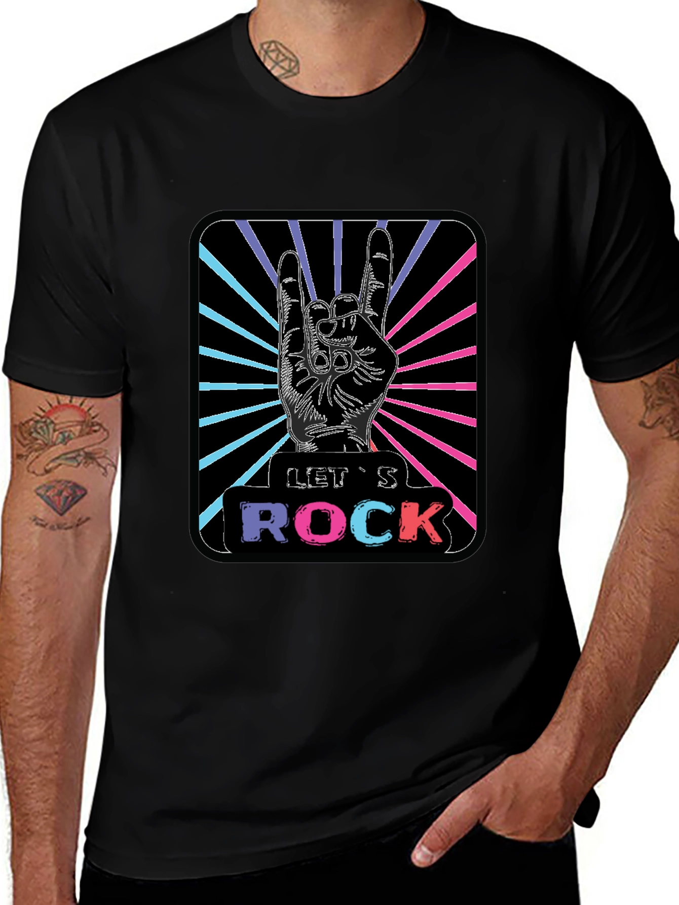 Variant 24 of Let's Rock Graphic Tee - Black