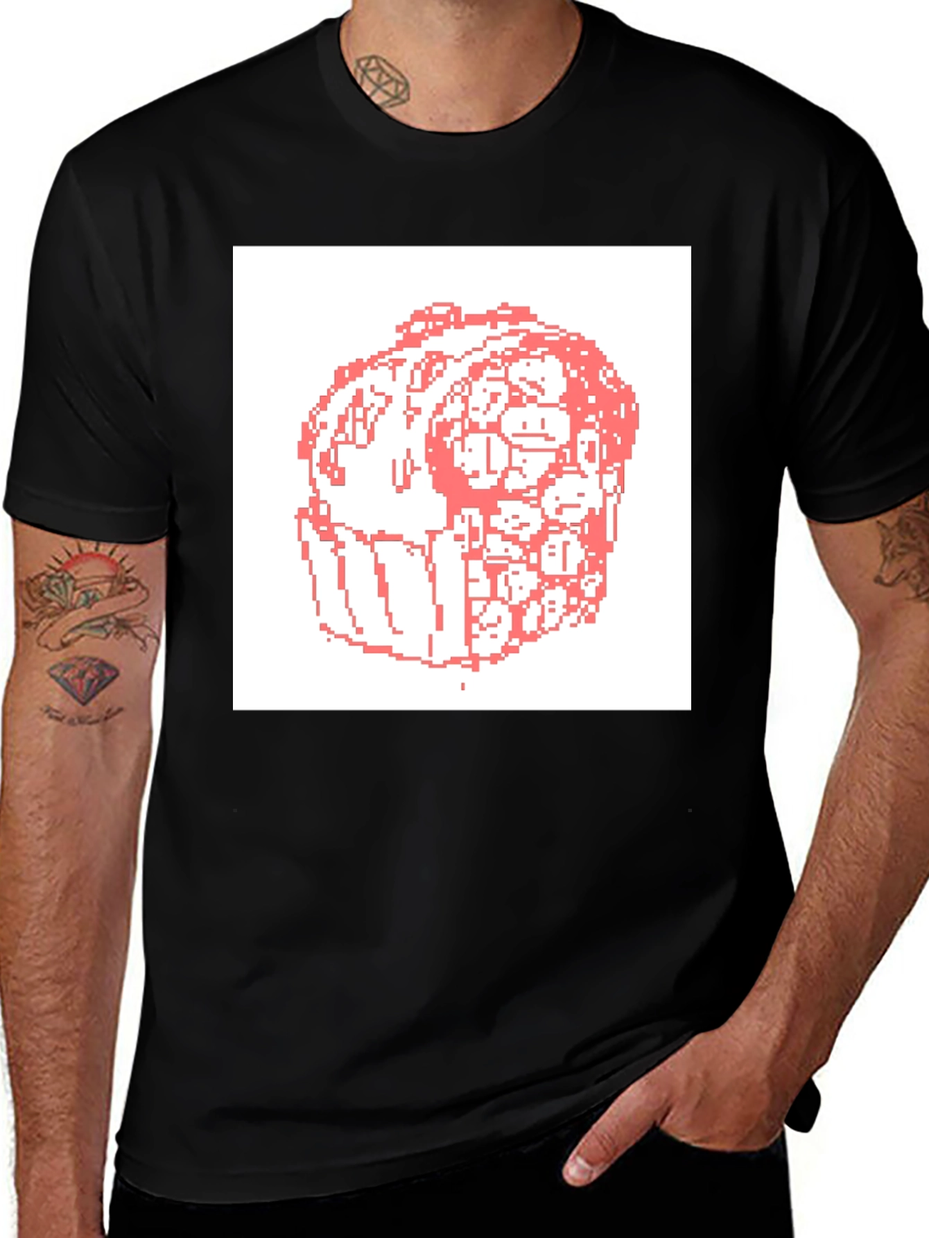Variant 15 of Pixelated Faces T-Shirt - Unique Graphic Tee