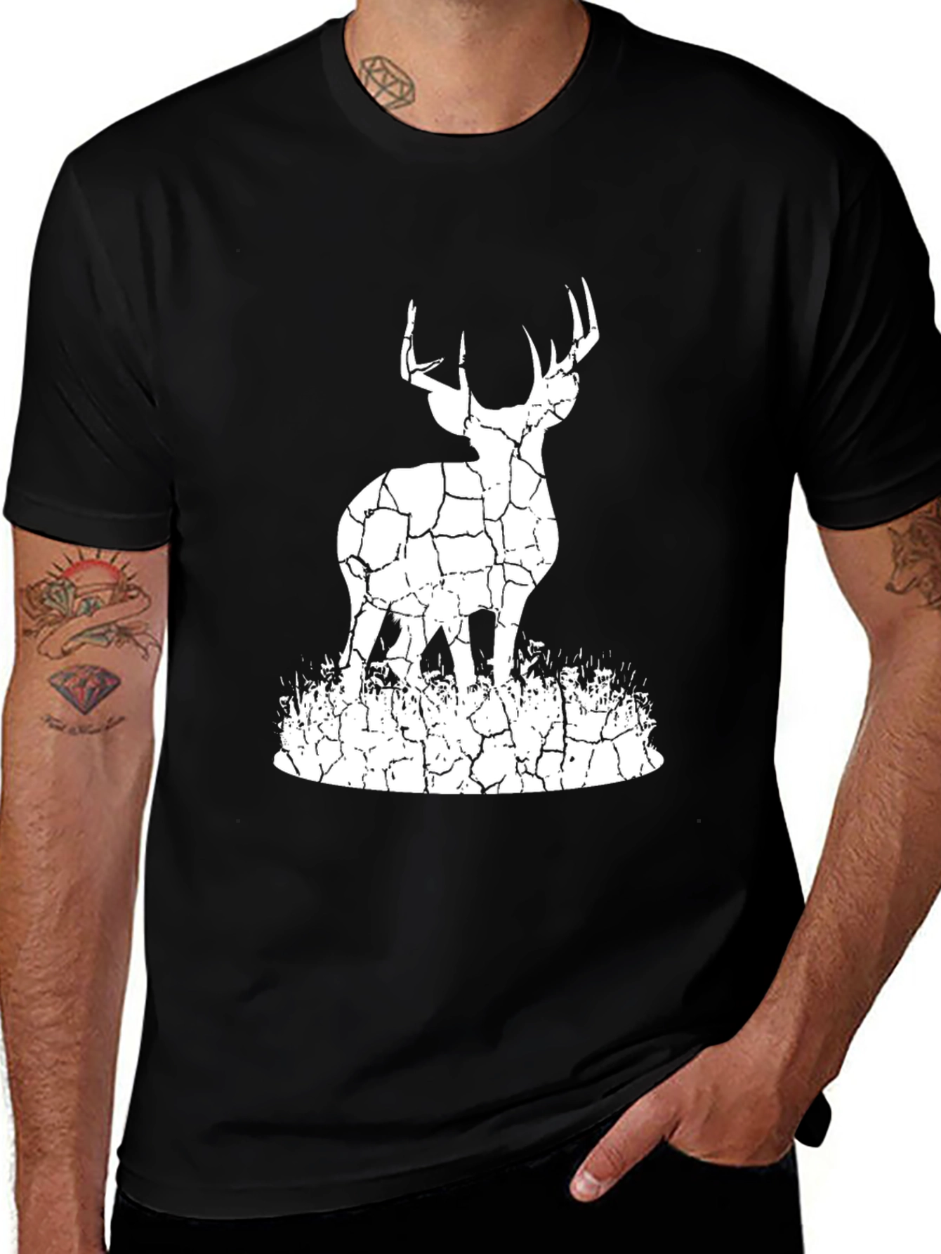 Variant 7 of Cracked Deer Graphic Tee - Hunting Style
