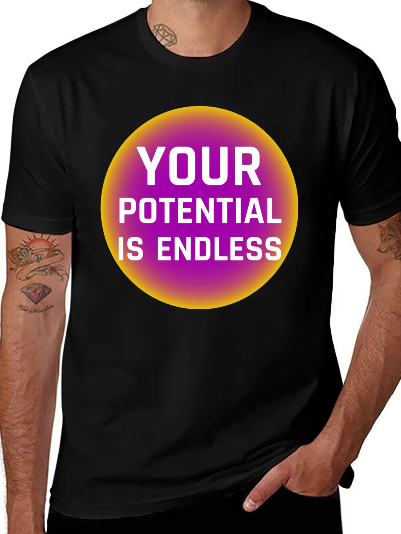 Variant 15 of Endless Potential Graphic Tee - Black Cotton T-Shirt