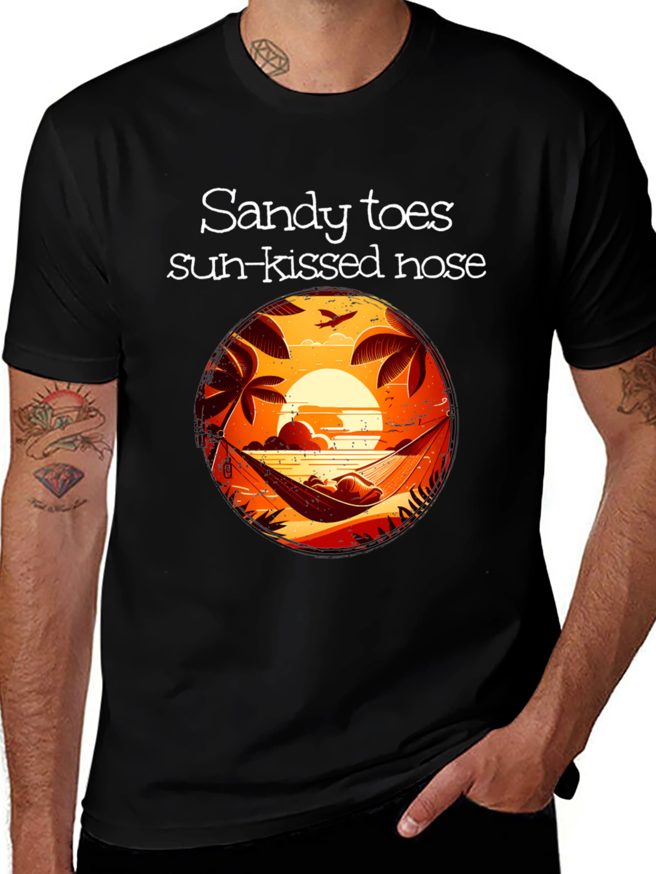Variant 8 of Sandy Toes Sun Kissed Nose Black Graphic T-Shirt