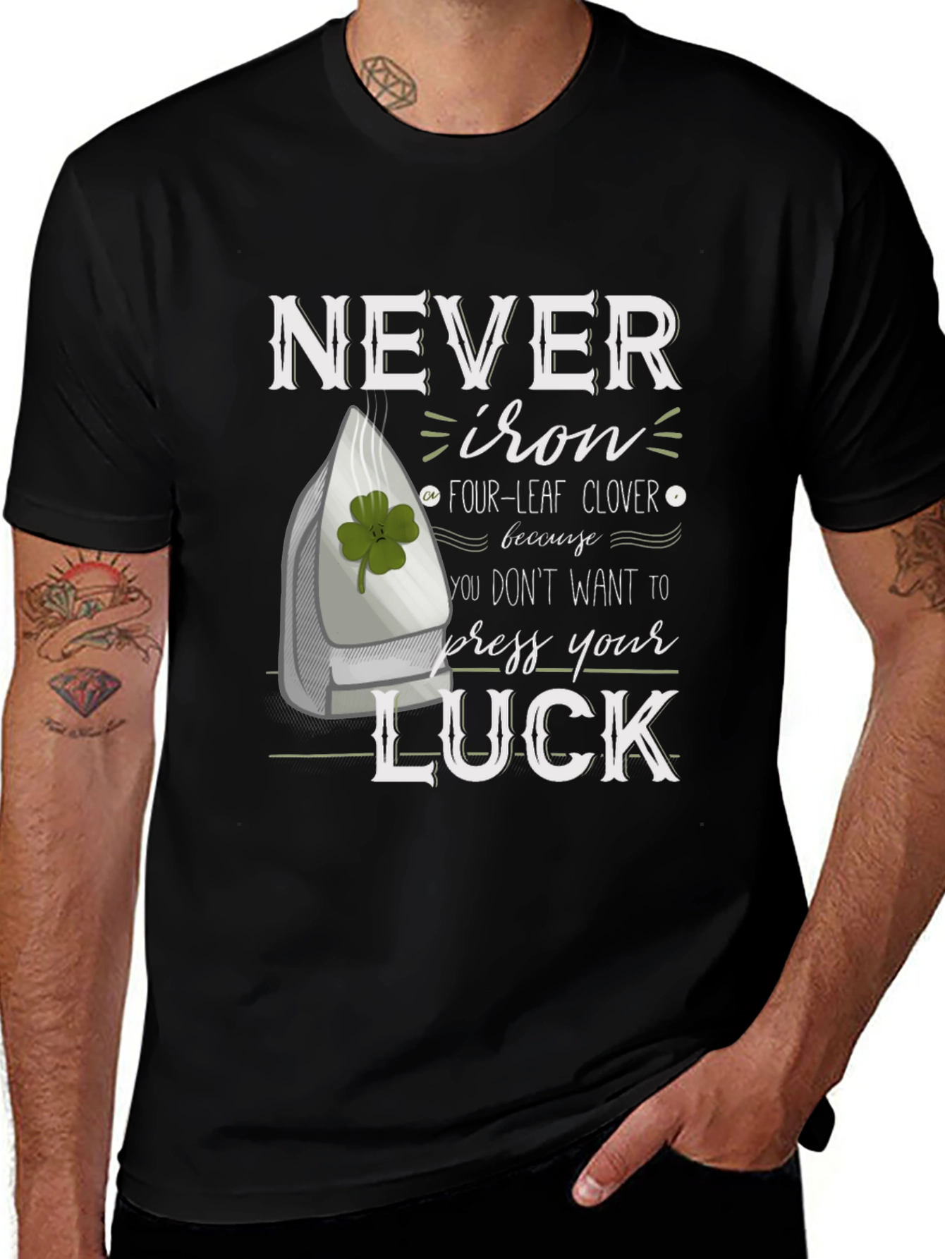 Variant 29 of Never Iron Four-Leaf Clover Graphic T-Shirt