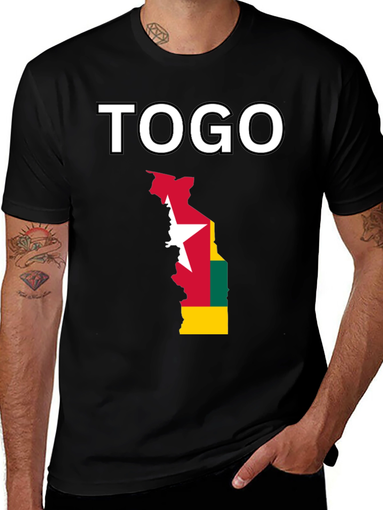 Togo Flag T-Shirt - Black Cotton Tee