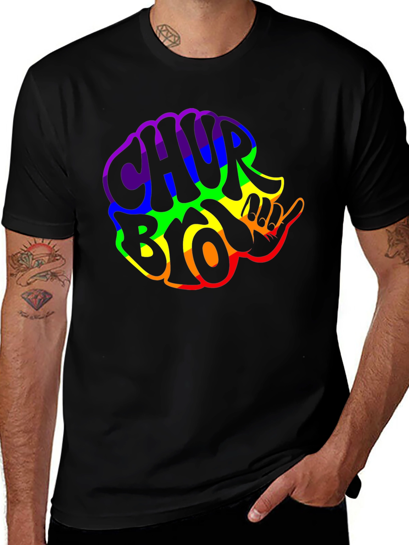 Variant 13 of Rainbow Chub Bro T-Shirt - Black