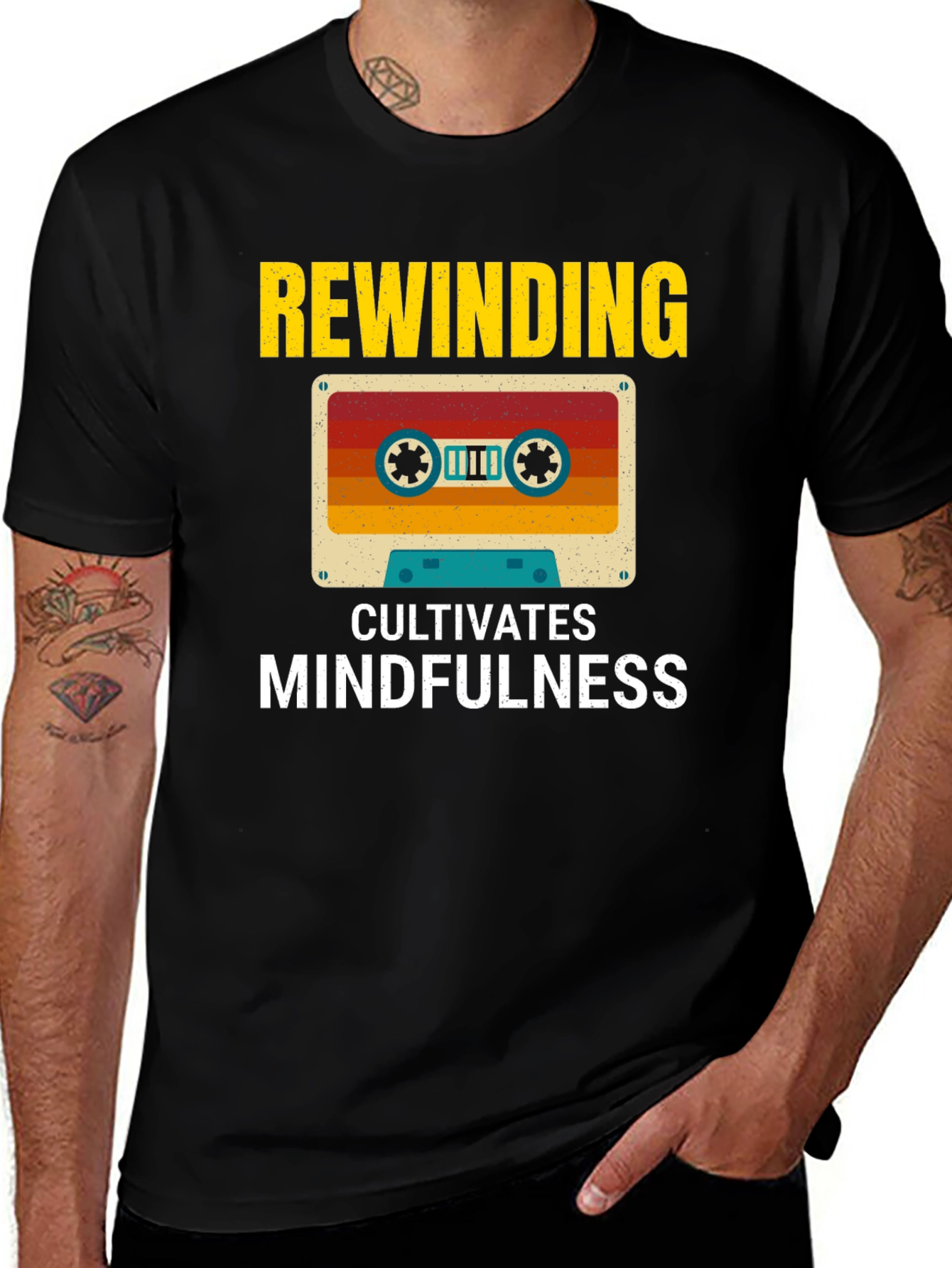 Variant 11 of Rewinding Cultivates Mindfulness Cassette Tape Graphic Tee