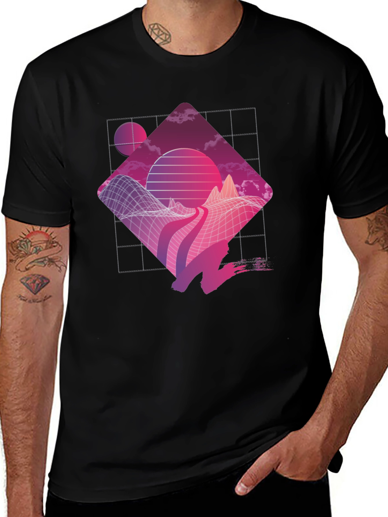 Variant 28 of Retro Wave Graphic Tee - Black