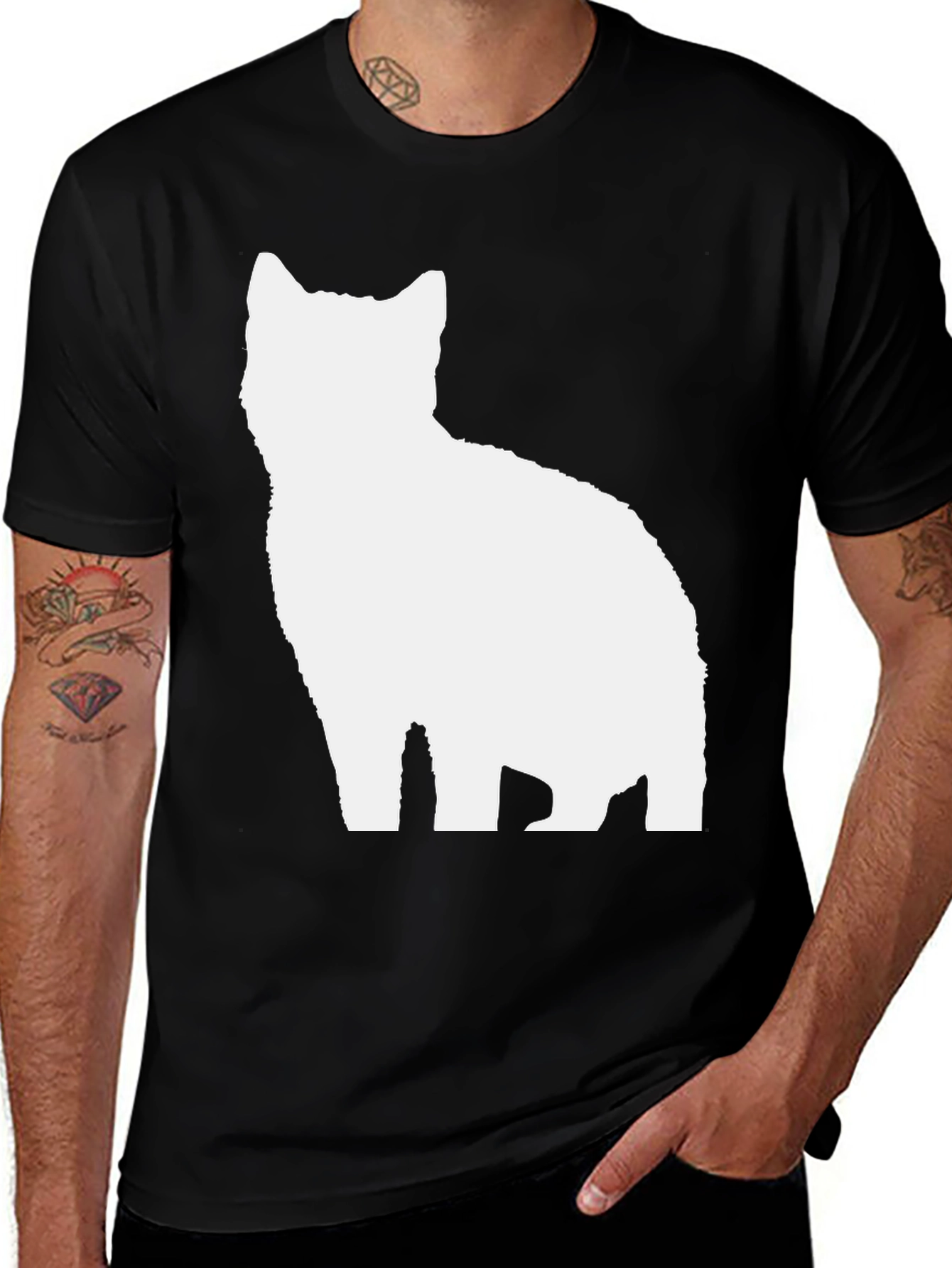 Variant 22 of Cool Cat Silhouette Black T-Shirt